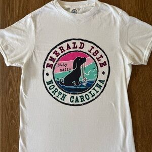 Delta Pink and White Short Sleeve Tee with Coastal Graphic